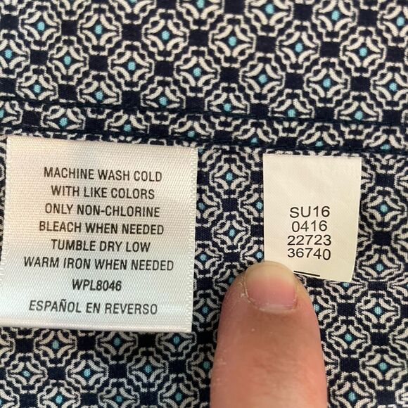 Tasso Elba Men's Geometric Print 100% Cotton Button Down Long Sleeves L - Picture 7 of 8